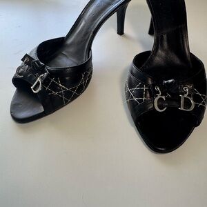 Dior Elegant Black Heels with Silver Details